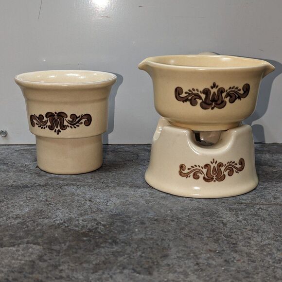 Vintage Pfaltzgraff Village Butter/ Potpourri Wax Warmer Candle Holder Set - Picture 1 of 5